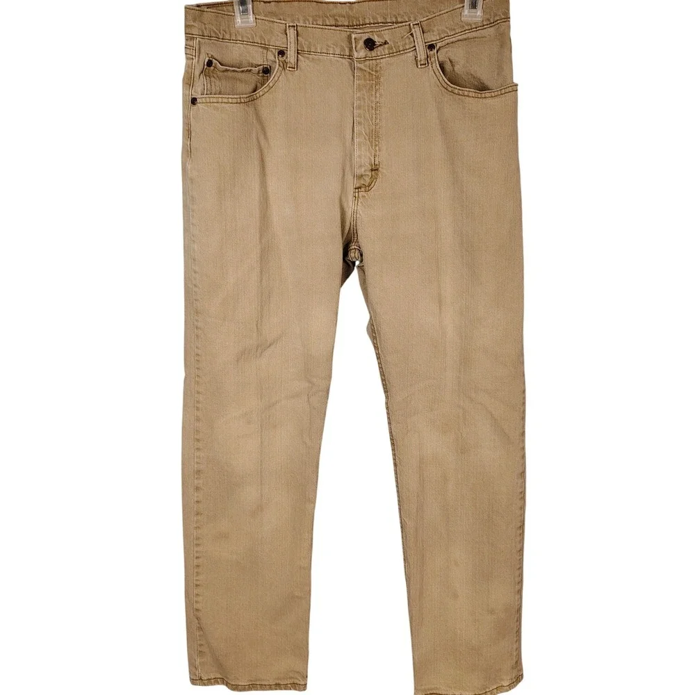 Wrangler Mens Regular Fit Tan Khaki Jeans 36x30 Straight Leg  Stretch work chore